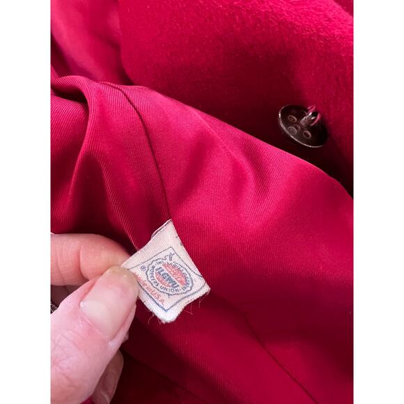 Vintage Talbots Cherry red Oversized Wool Coat 6 - Picture 8 of 9